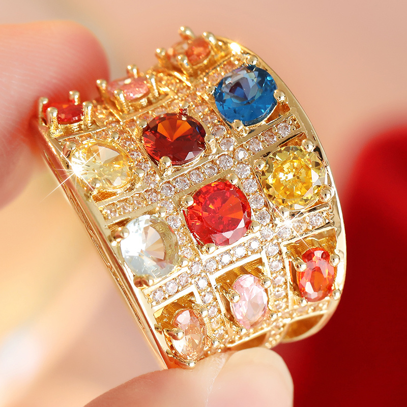 Women's Vintage Grid Synthetic Zirconia Ring, Summer Essentials
